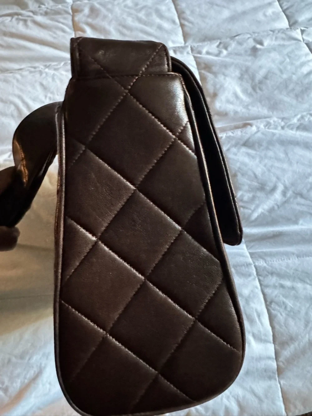 CHANEL Quilted Lambskin Flap Bag in Dark Brown with Gold Hardware - Picture 7 of 9